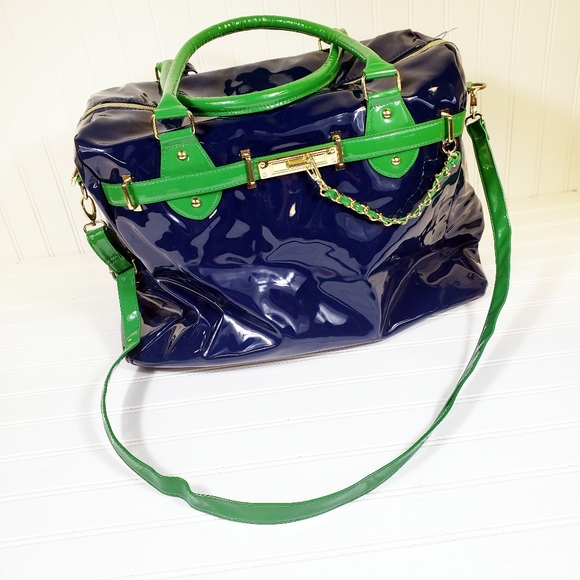 Steve Madden Handbags - Steve Madden Navy Patent Carry on Bag